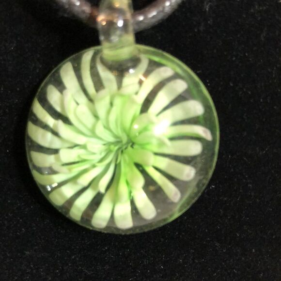 Hand Crafted Jewelry - Handcrafted Artisan Blown Glass Round Sea Flower Pendant NWOT OOAK